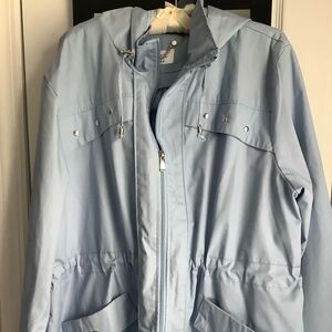 SPRING raincoat jacket Nicole Miller 2X lined, hood EUC